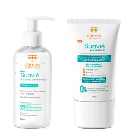 Kit Suavié Pele Sensível Sabonete Líquido Dermatológico Darrow com 140ml + Gel Hidratante Facial Dermatológico Aquasensi 40g